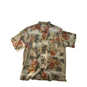 Havana Jacks Cafe mens tropical button shirt 100% Silk‎